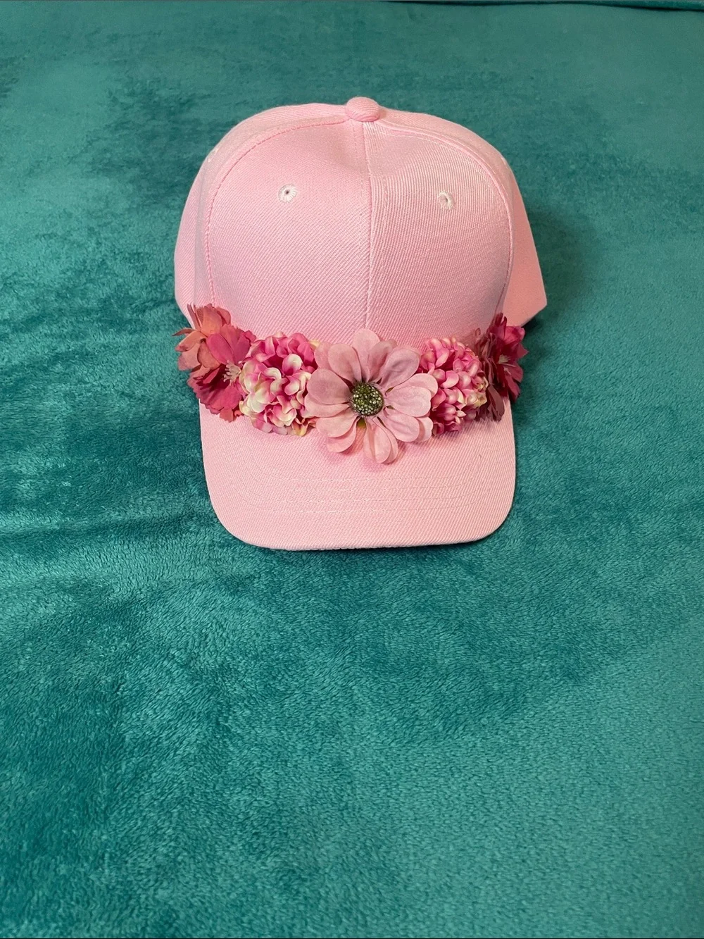 Pink Floral Flower Band Chic Trim Colorful Casual Baseball Cap